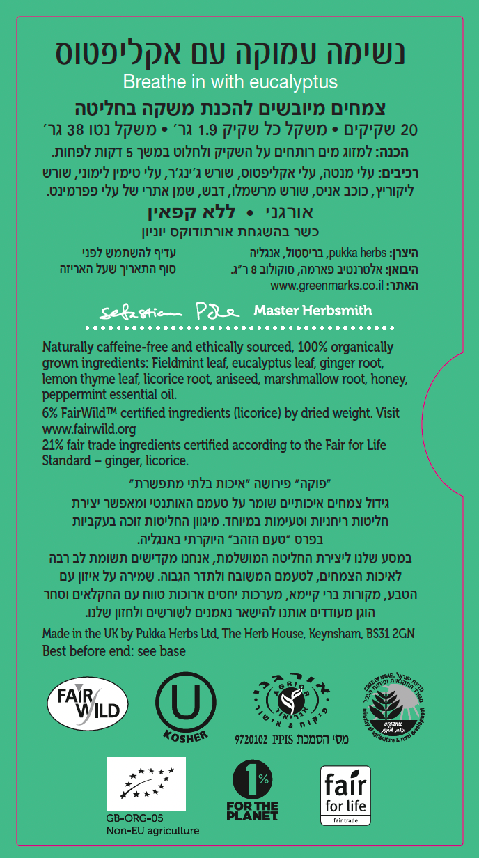 חליטת תה נשימה עמוקה עם אקליפטוס